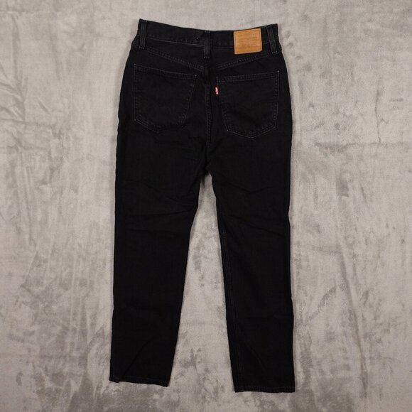Levi's jeans 70's high slim straight women's 28 black denim big E red tab - Picture 10 of 16
